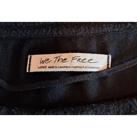 We the Free People Blouse Women's Size Large Black Run to You Tee Long Sleeve - Picture 5 of 11
